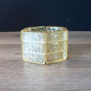 Vtg Gold Confetti Stretch Panel Lucite Bracelet